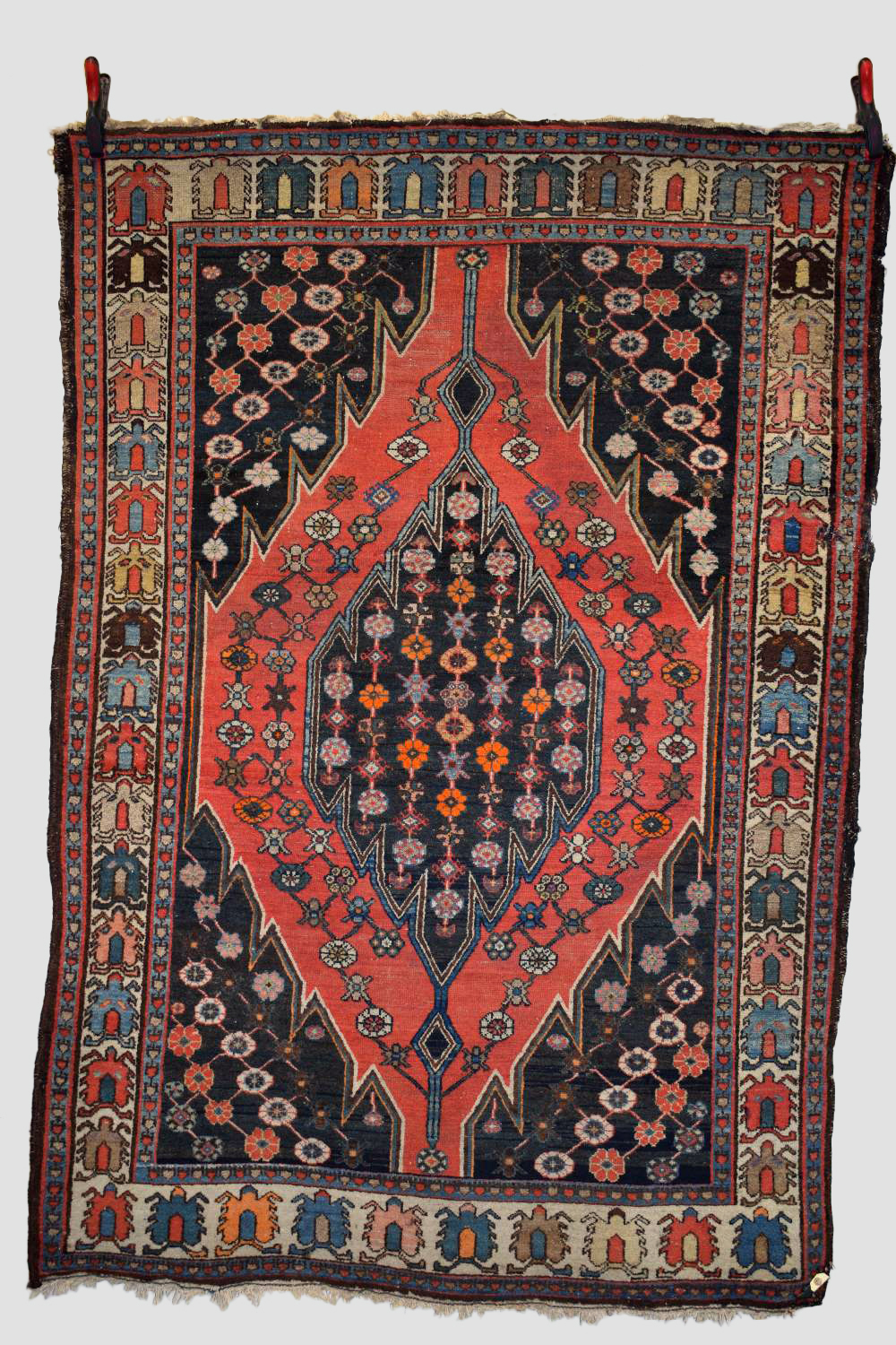 Mazlaghan rug, north west Persia, circa 1930s, 6ft. 8in. X 4ft. 7in. 2.03m. X 1.40m. Some wear in