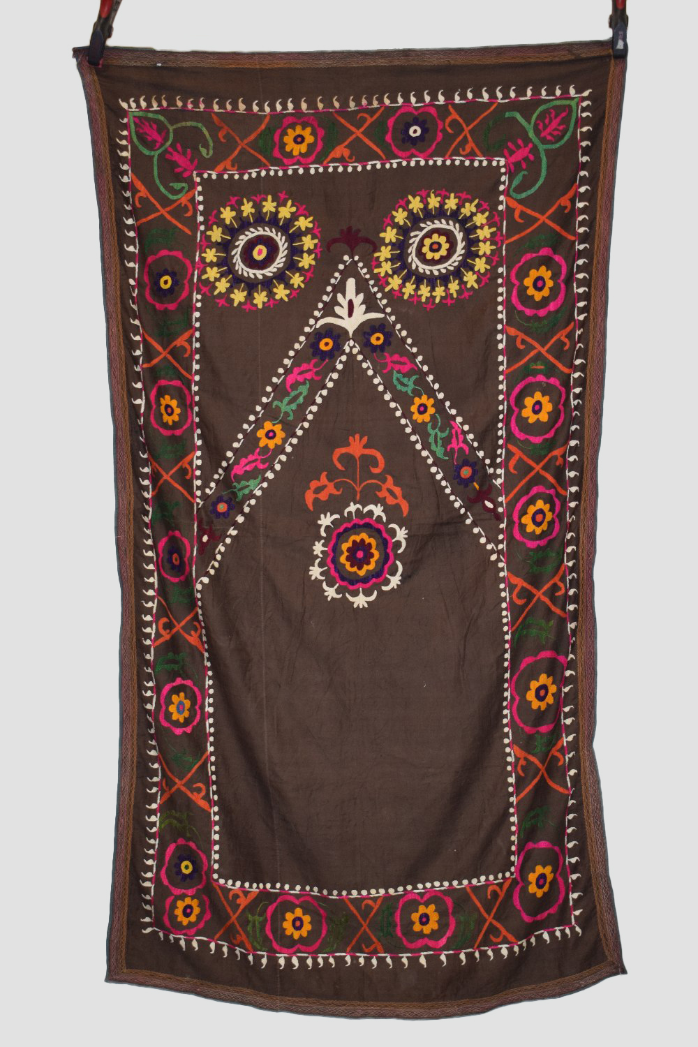 Uzbek suzani joinamoz (prayer cloth), Afghanistan, circa 1960s, 6ft. 3in. X 3ft. 5in. 1.91m. x 1.