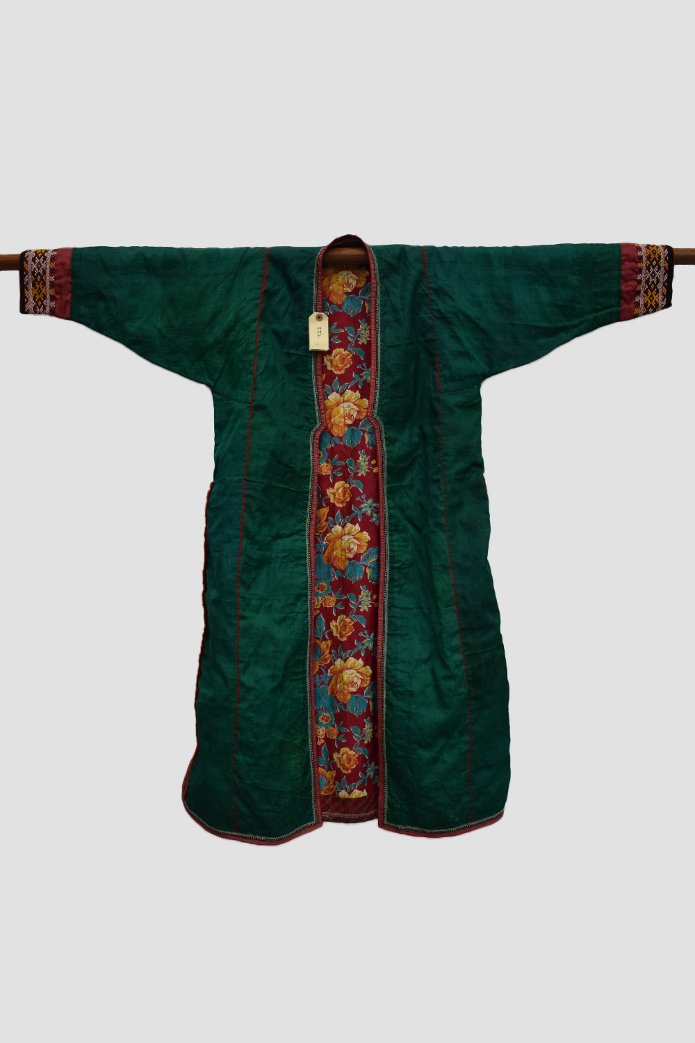 Turkmen bright green silk coat, Turkmenistan or Afghanistan,AMENDMENT TO ESTIMATE.