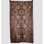 Chinese silk damask hanging, 20th century, 66in. x 37in. 168cm. x 94cm. The chestnut ground woven