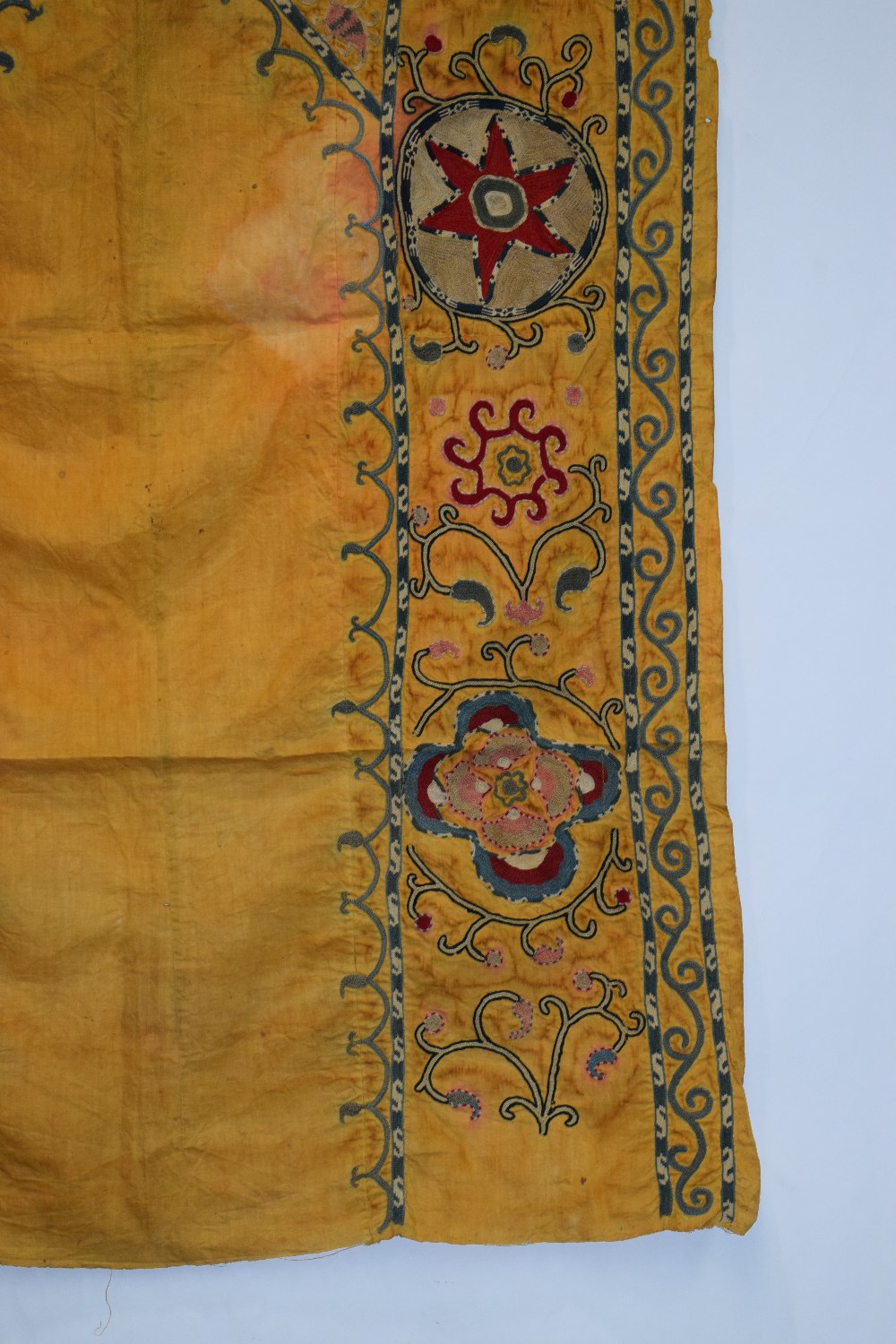 Two Uzbek suzani joinamoz (prayer cloths), Afghanistan, the first, mid-20th century, 94in. X 54in. - Image 13 of 19