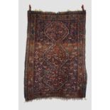 Khamseh rug, Fars, south west Persia, 1940s-50s, 5ft. 1in. X 3ft. 8in. 1.55m. X 1.12m. Areas of