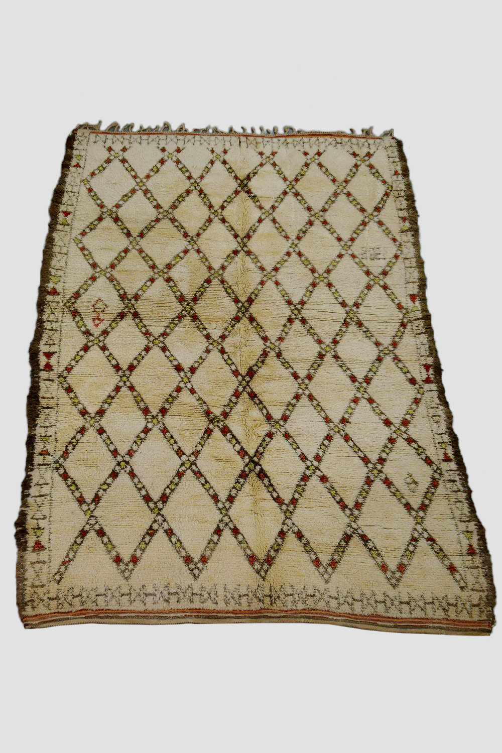 Good Beni Ouarain carpet of minimilast design, Middle Atlas, Morocco, dated 1988, 9ft. 6in. X 6ft.