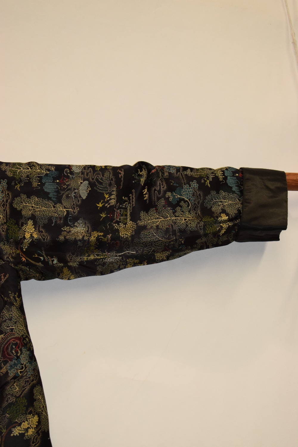 Two Chinese silk brocade jackets, second half 20th century, one red silk with black satin collar, - Image 3 of 22