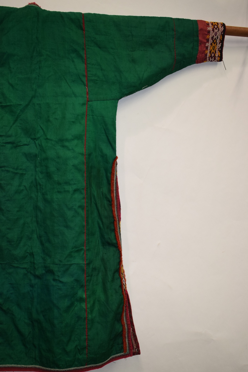 Turkmen bright green silk coat, Turkmenistan or Afghanistan,AMENDMENT TO ESTIMATE. - Image 9 of 13