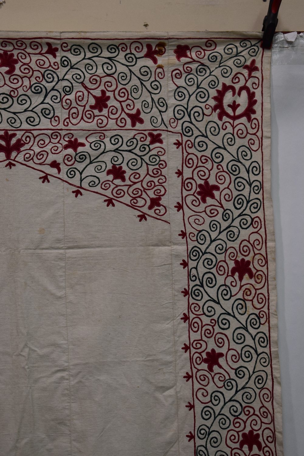 Two Uzbek suzani joinamoz (prayer cloths), Afghanistan, the first, mid-20th century, 94in. X 54in. - Image 3 of 19