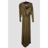 Evening gown and jacket, circa 1920s-30s, long sleeveless square neck evening gown with long sleeved