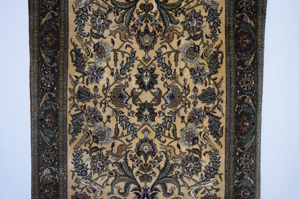 Qum part silk rug, south central Persia, mid-20th century, 6ft. 11in. X 4ft. 5in. 2.11m. X 1.35m. - Image 7 of 13