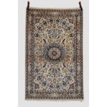 Nain part silk rug, central Persia, circa 1950s-60s, 5ft. 9in. X 3ft. 8in. 1.75m. X 1.12m. Small