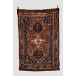 Fayli Lor rug, Shiraz area, Fars, south west Persia, circa 1930s,. 8ft. 3in. X 5ft. 7in. 2.51m. X