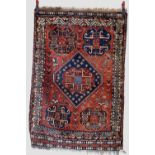 Fars rug,. Shiraz area, south west Persia, circa 1920s-30s, 5ft. 4in. X 3ft. 7in. 1.63m. X 1.09m.