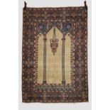 Tabriz prayer rug, north west Persia, circa 1940s-50s, 6ft. 8in. X 3ft. 4in. 2.03m. X 1.32m. Very