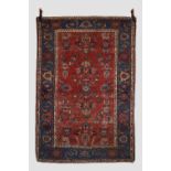 Hamadan rug, north west Persia, circa 1940s-50s, 6ft. 5in. X 4ft. 4in. 1.96m. X 1.32m. Overall wear;