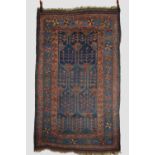 Kurdish rug, north west Persia, circa 1930s, 7ft. 5in. X 4ft. 4in. 2.26m. X 1.32m. Crease marks in