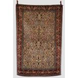 Attractive part silk Qum rug, south central Persia, circa 1930s-40s, 6ft. 9in. X 4ft. 7in. 2.05m.