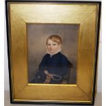 An early nineteenth century watercolour portrait of Master Ewan Baillie, aged 7 years in 1822,