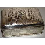 A late Victorian silver rectangular trinket box, the sides flat chased with foliage and a vacant