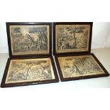 W Hollow after F Barlow. A set of four mid seventeenth century Sporting prints, Hare Hunting, Cony