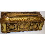 A mid nineteenth century Chinese Export black and gold lacquer glove box, the hinged lid decorated