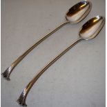 A pair of George III Onslow pattern basting spoons, Maker Walter Tweedie, London 1778, 6.5oz (