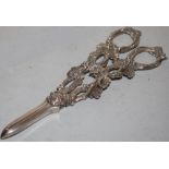 A pair of Victorian cast silver grape shears, with vine handles, Makers Martin & Hall, Sheffield