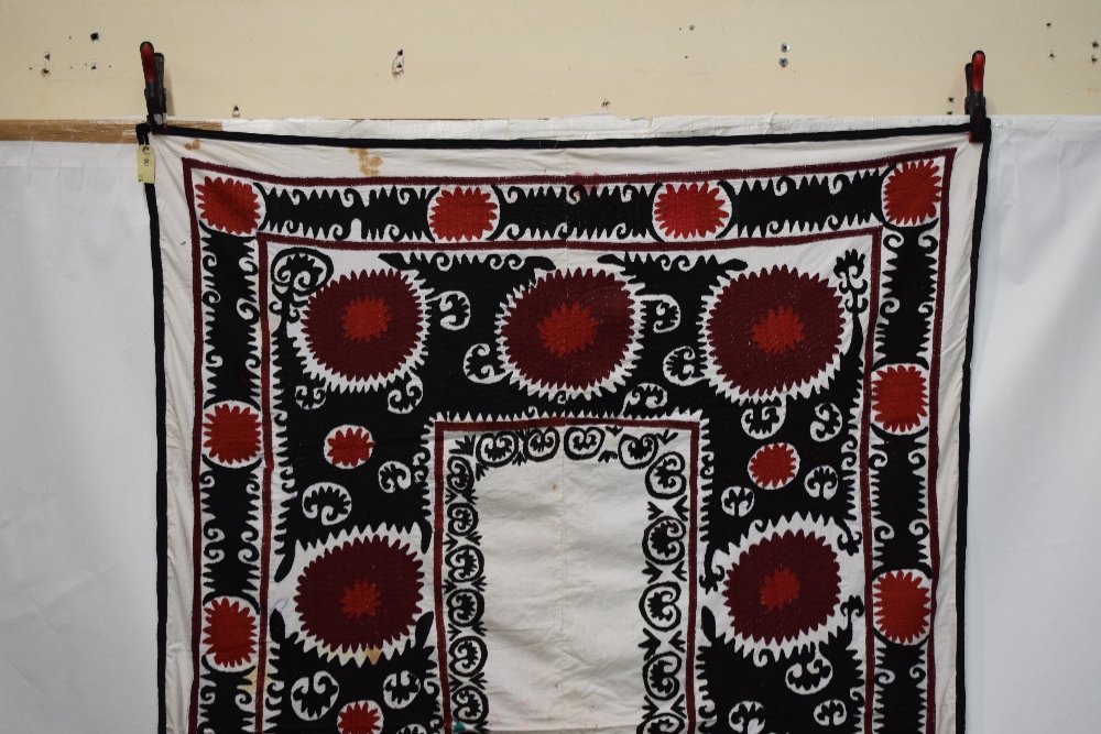 Group of six suzanis by the Uzbeks of Afghanistan, second half 20th century, cotton grounds with - Image 3 of 41