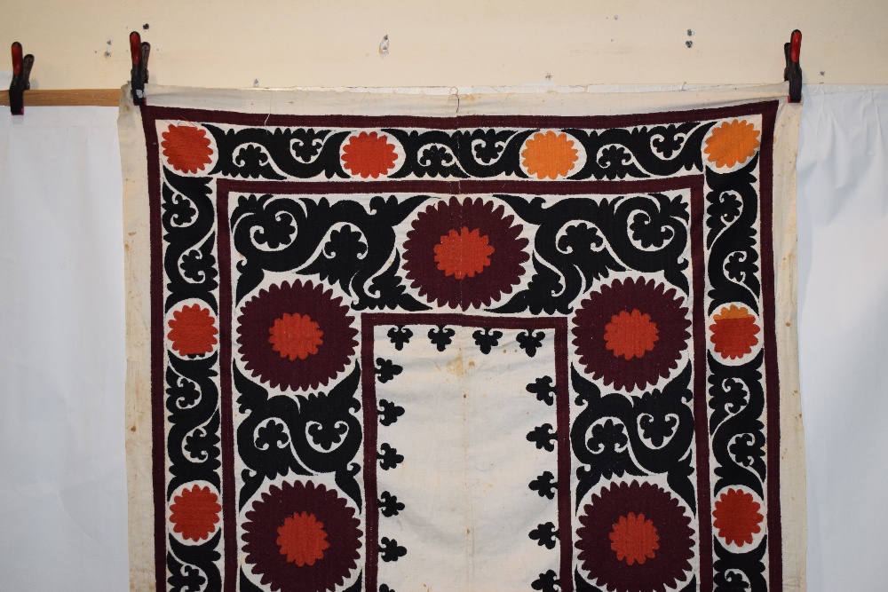 Group of six suzanis by the Uzbeks of Afghanistan, second half 20th century, cotton grounds with - Image 11 of 41