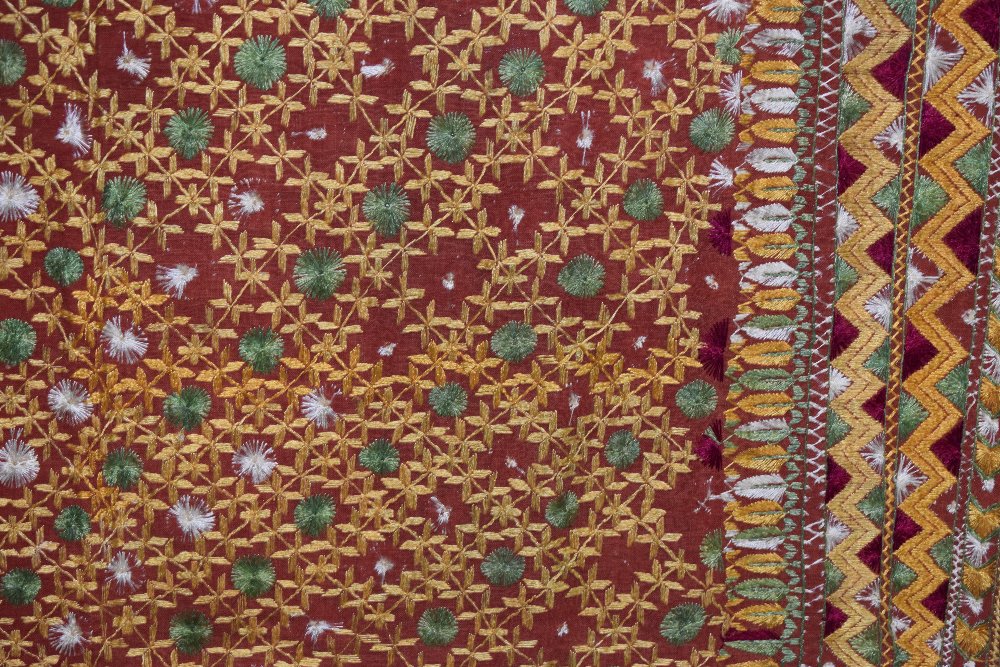 Indian pulkhari (shawl), Punjab, north India, first half 20th century, 100in. X 64in. 254cm. X - Image 9 of 10