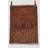 Two Afghan prayer rugs, circa 1930s, the first Waziri district, 3ft. 7in. x x 2ft. 6in. 1.09m. x 0.