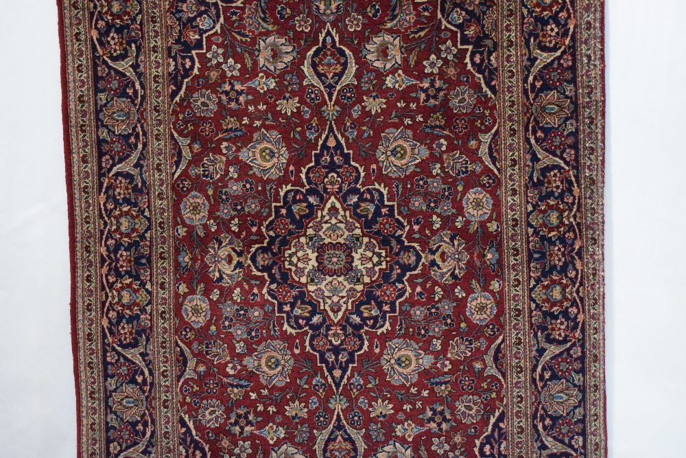 Kashan rug, west Persia, circa 1940s-50s, 6ft. 10in. X 4ft. 4in. 2.08m. x 1.32m. Slight loss to - Image 4 of 6