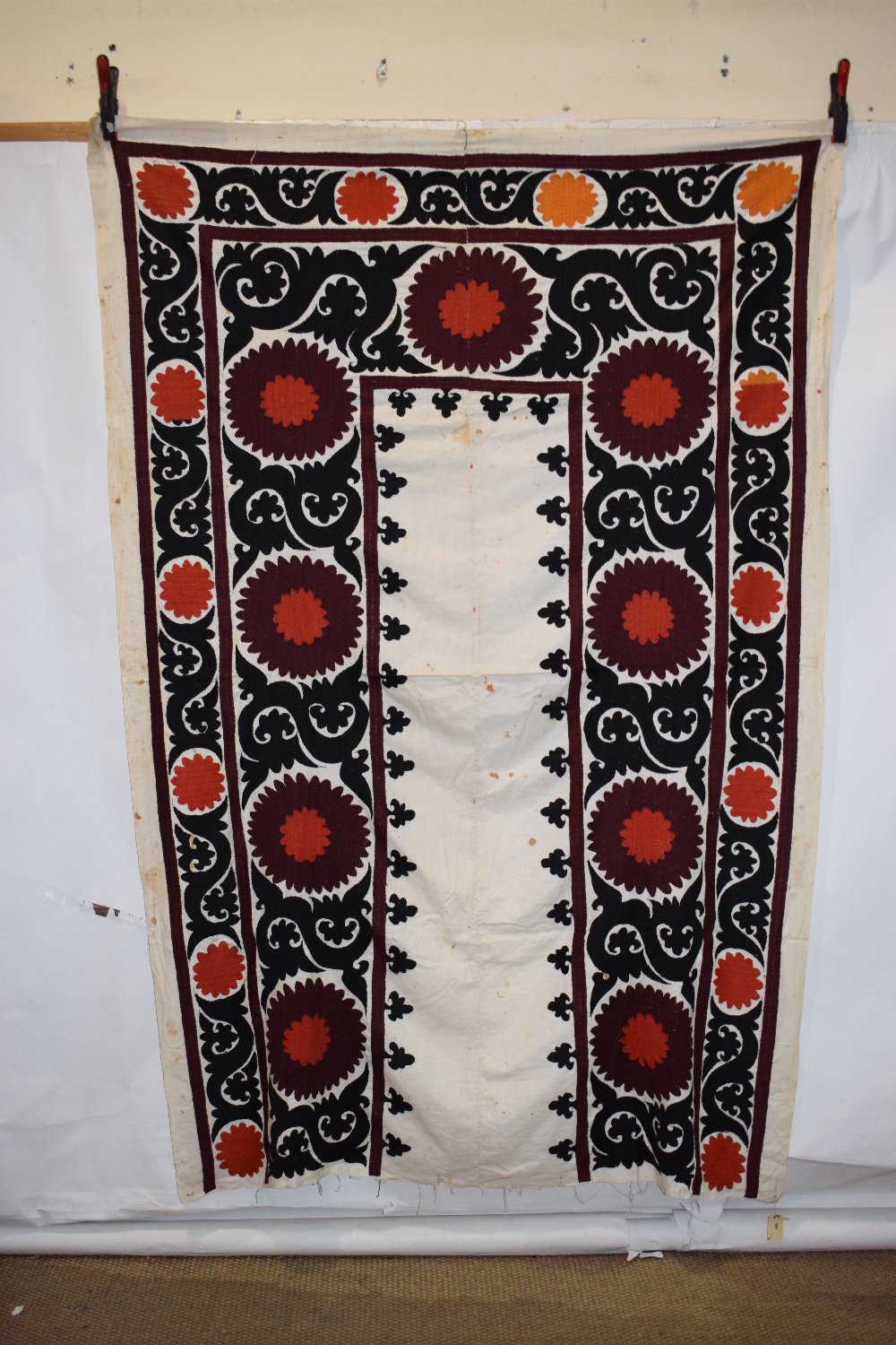 Group of six suzanis by the Uzbeks of Afghanistan, second half 20th century, cotton grounds with - Image 10 of 41