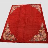 Decorative Mahal carpet with plain deep red field, north west Persia, circa 1930s, 13ft. 8in. X