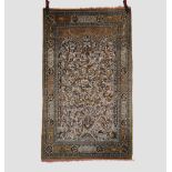 Fine Qum silk souf pictorial prayer rug, south central Persia, first half 20th century, 5ft. 9in.