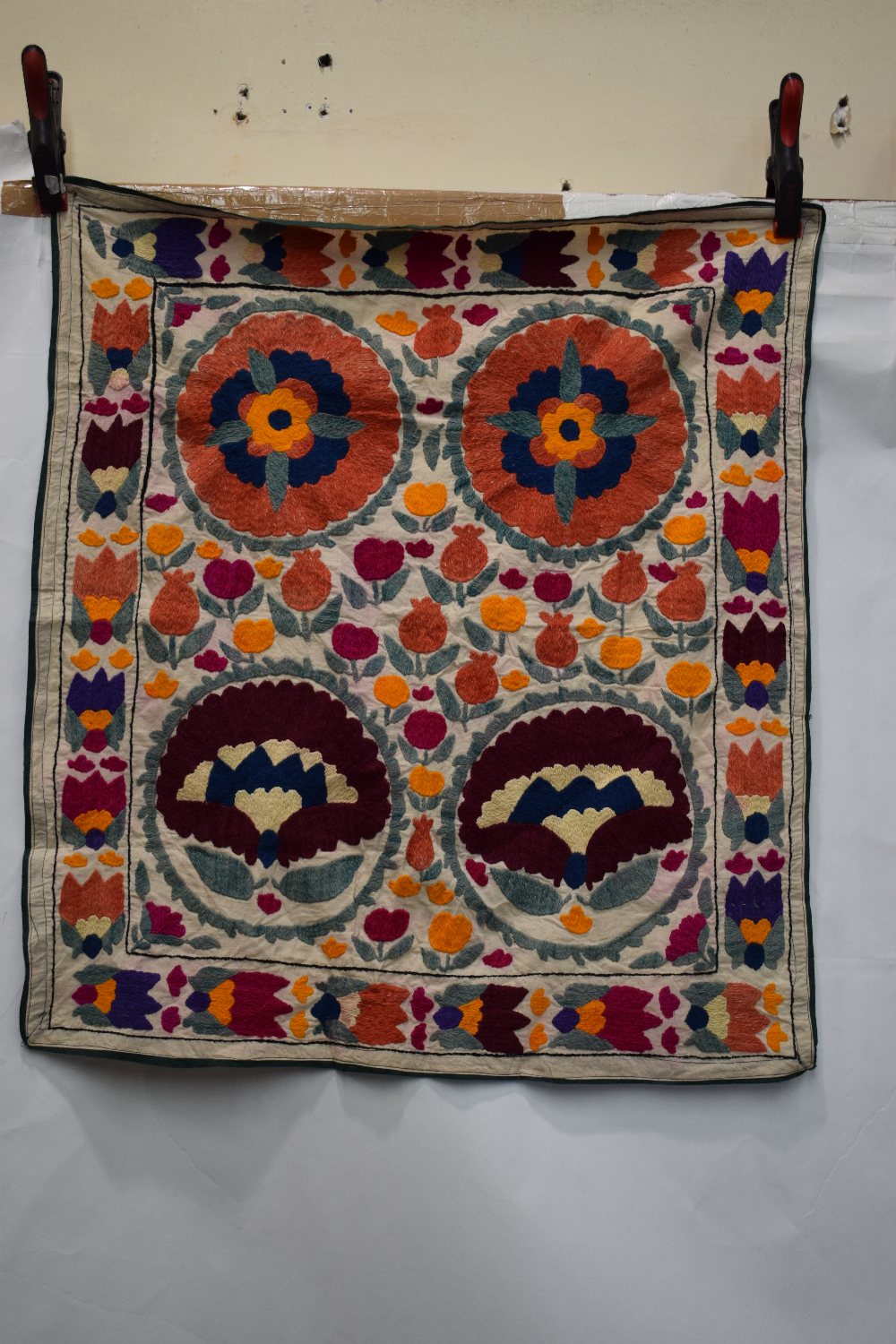 Group of seven small suzanis by the Uzbeks of Afghanistan, mid-20th century, with some wear, time - Image 4 of 19
