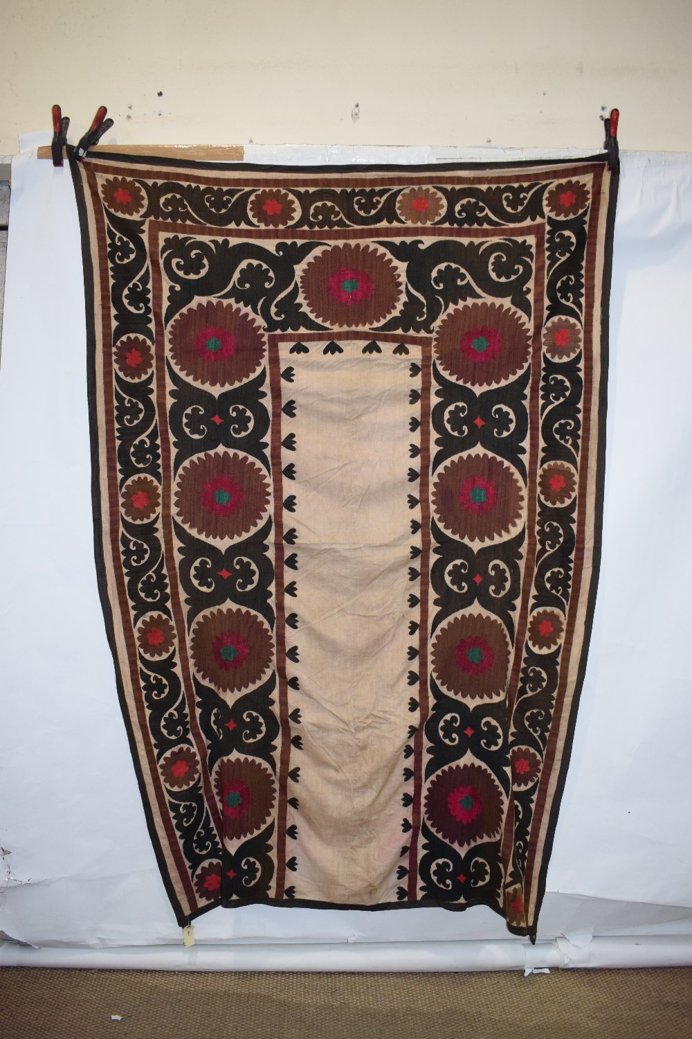 Group of six suzanis by the Uzbeks of Afghanistan, second half 20th century, cotton grounds with - Image 37 of 41