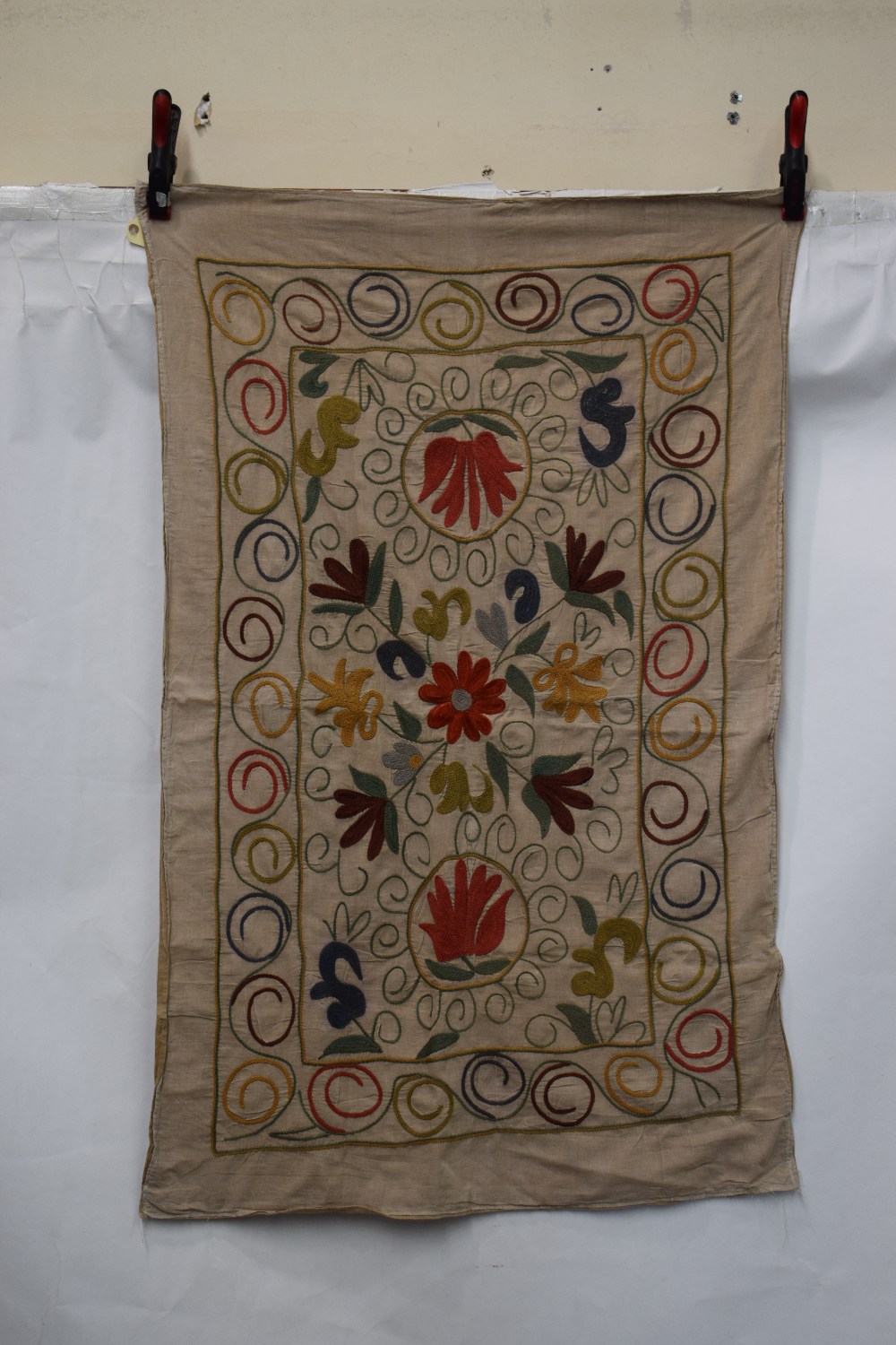 Group of six suzanis by the Uzbeks of Afghanistan, second half 20th century, cotton grounds with - Image 26 of 41