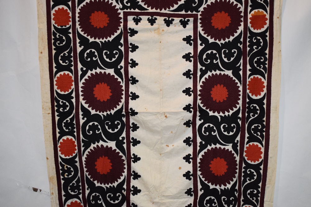 Group of six suzanis by the Uzbeks of Afghanistan, second half 20th century, cotton grounds with - Image 12 of 41