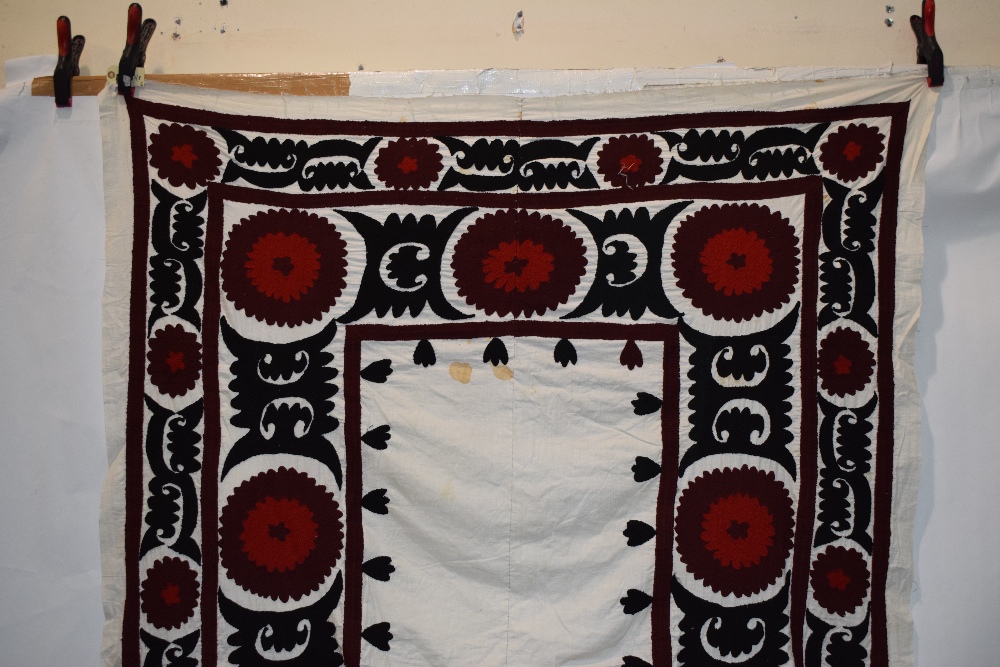 Group of six suzanis by the Uzbeks of Afghanistan, second half 20th century, cotton grounds with - Image 32 of 41