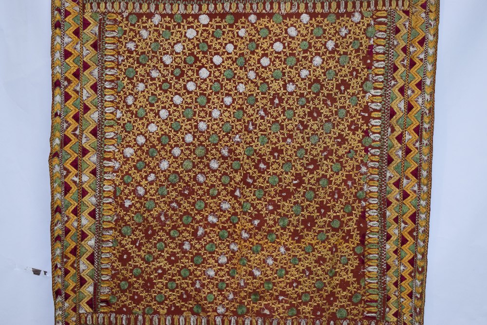 Indian pulkhari (shawl), Punjab, north India, first half 20th century, 100in. X 64in. 254cm. X - Image 4 of 10