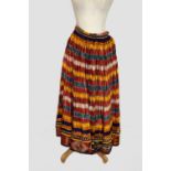 Banjara woman's mashru silk skirt with block printed panels, north west India, circa 1950s;