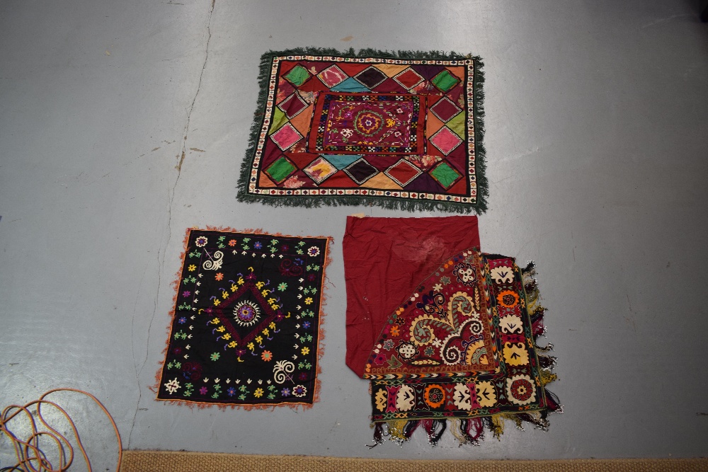 Ten small suzanis (one a fragment) by the Uzbeks of Afghanistan, circa 1930s-50s, various colours, - Image 2 of 32