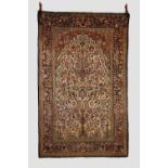 Kashan prayer rug, west Persia, circa 1930s-40s, 6ft. 9in. X 4ft. 3in. 2.05m. X 1.30m. Some wear