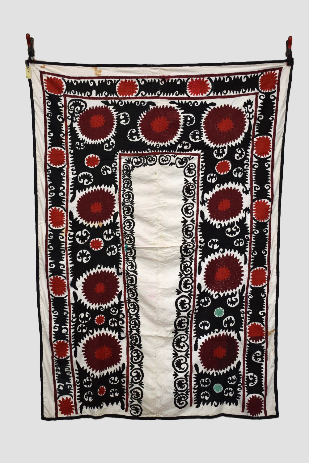 Group of six suzanis by the Uzbeks of Afghanistan, second half 20th century, cotton grounds with