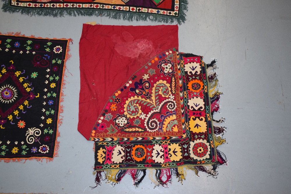 Ten small suzanis (one a fragment) by the Uzbeks of Afghanistan, circa 1930s-50s, various colours, - Image 5 of 32