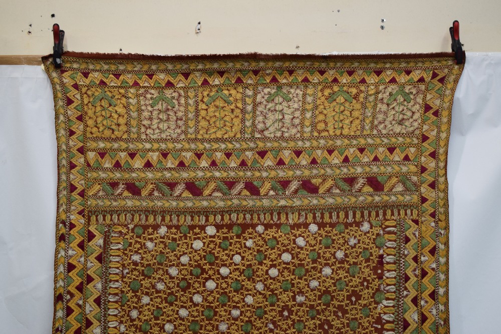 Indian pulkhari (shawl), Punjab, north India, first half 20th century, 100in. X 64in. 254cm. X - Image 3 of 10