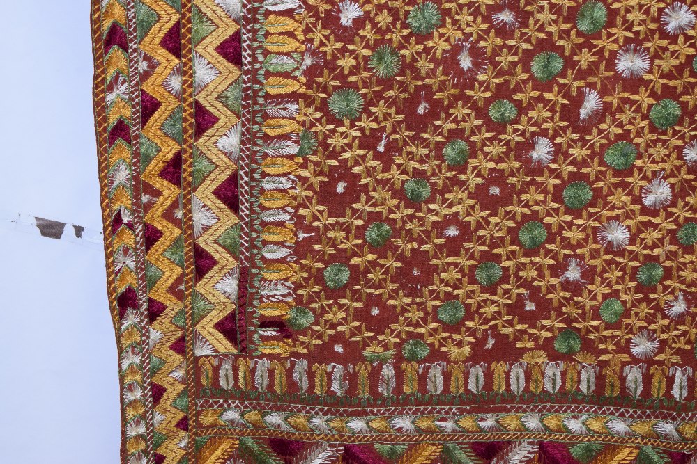 Indian pulkhari (shawl), Punjab, north India, first half 20th century, 100in. X 64in. 254cm. X - Image 10 of 10