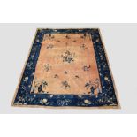 Tianjin carpet, north China, circa 1920s-30s, 11ft. 9in. X 9ft. 2in. 3.58m. X 2.80m. Some wear in
