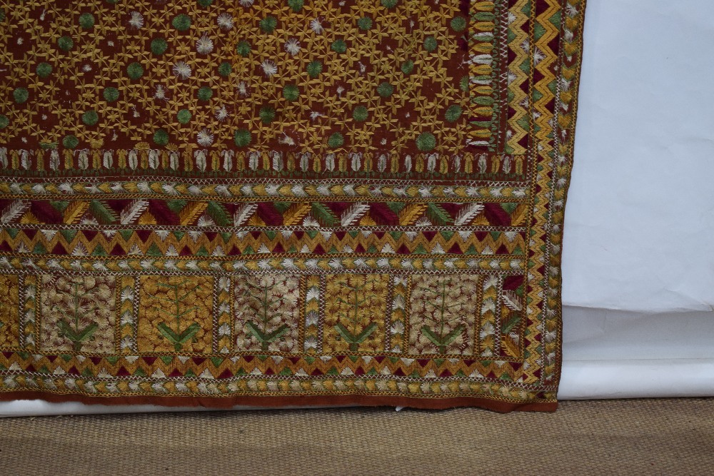 Indian pulkhari (shawl), Punjab, north India, first half 20th century, 100in. X 64in. 254cm. X - Image 6 of 10