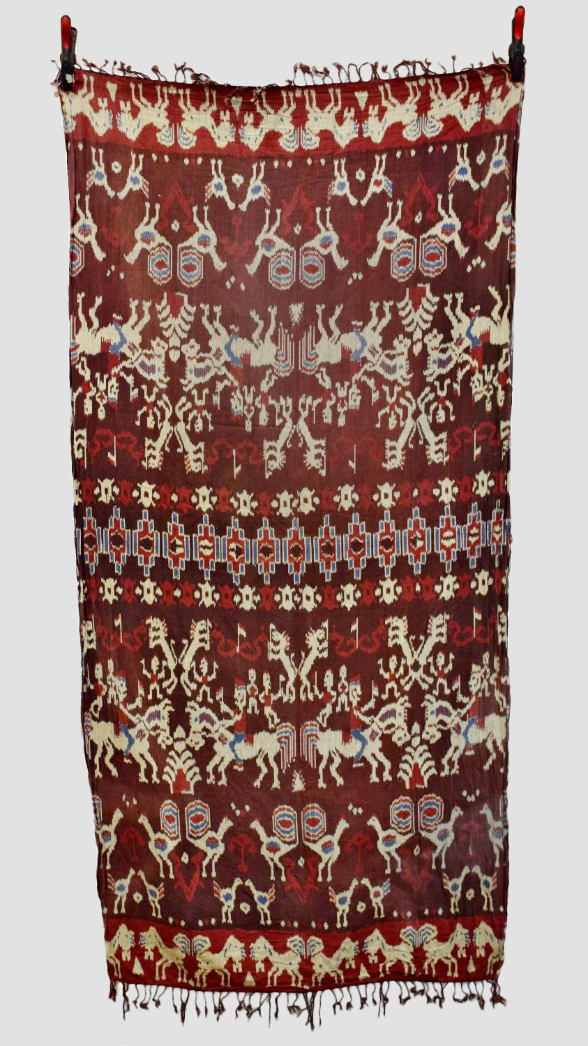 Three Indonesian textiles comprising:Two ikat hingii kombu (man's mantle), Sumba, east Indonesia,