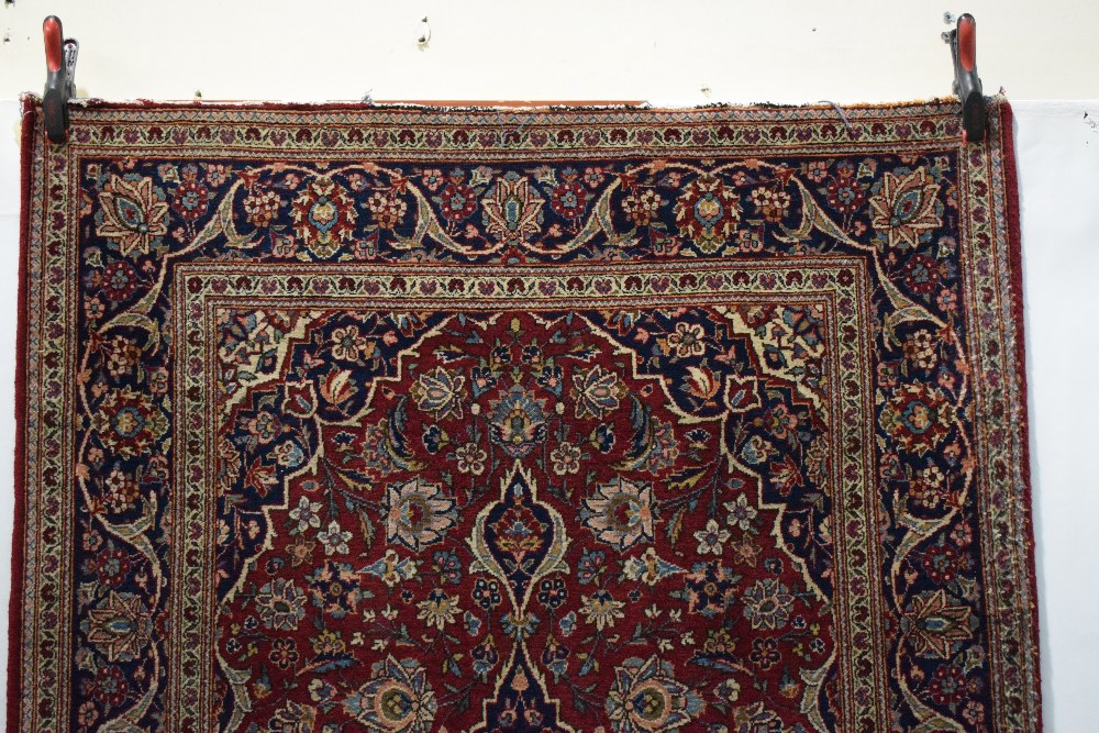 Kashan rug, west Persia, circa 1940s-50s, 6ft. 10in. X 4ft. 4in. 2.08m. x 1.32m. Slight loss to - Image 3 of 6
